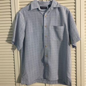 Blue textured button down
